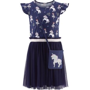 Jerseyjurken - Ronde Hals - Gedrapeerd - Kwartmouw - All-over Patroon