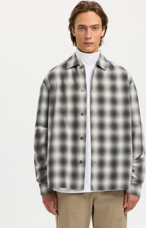 SELECTED Overhemd  antraciet / grafiet / stone grey / wit