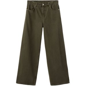 MANGO - VALENTIN - Jeans - Olijfgroen - Wide Leg - Mid Waist