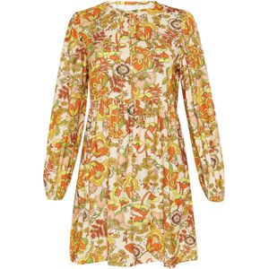 Gaya Jurk 'Festival'  crème / geel / lichtgroen / oranje