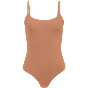 Caramel Bodystocking - Elastische Microvezel - Mouwloos - Verstelbare Spaghettibandjes