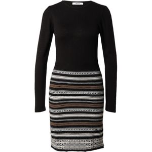 ABOUT YOU Gebreide jurk 'Penelope'  bruin / zwart / wit
