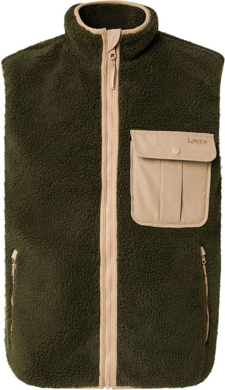 LEVI'S - Bodywarmer - Beige / Olijfgroen - Joonie Sherpa Vest