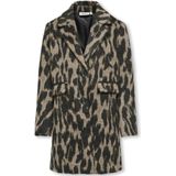ONLY - Klassieke Mantel - Donkerbeige/Zwart - Dierenprint - Licht Gevoerd