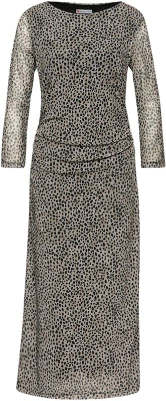 Street One Dames Mesh jurk met leo patroon in Beige, in size: 34