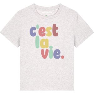 Watapparel Shirt 'c'est la vie'  lichtgrijs / gemengde kleuren