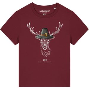 Watapparel Shirt 'Hirsch'  bordeaux / zwart / wit