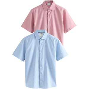 Next Overhemd  lichtblauw / oudroze / wit