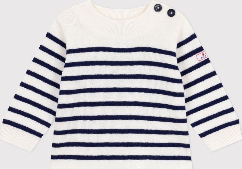 PETIT BATEAU - Gebreide Trui - Ecru - Baby - Wol en Katoen