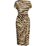 Lauren Ralph Lauren - Jurk - Crème / Cappuccino / Donkerbruin - Dierenprint - 3/4 Lengte