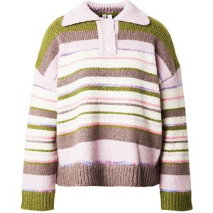 PIECES Trui 'PCRYE'  chocoladebruin / olijfgroen / rosa / wit