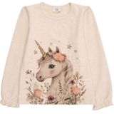 Hust & Claire Shirt 'Alma Unicorn'  beige gemêleerd / goud / poederroze / zwart