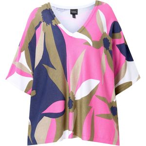 Ulla Popken Trui  navy / olijfgroen / lichtroze / wit