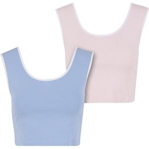 Urban Classics - T-shirt - Blauw Poeder/Wit - Dames