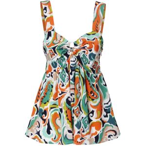 Influencer Top  lichtgroen / donkeroranje / zwart / wit