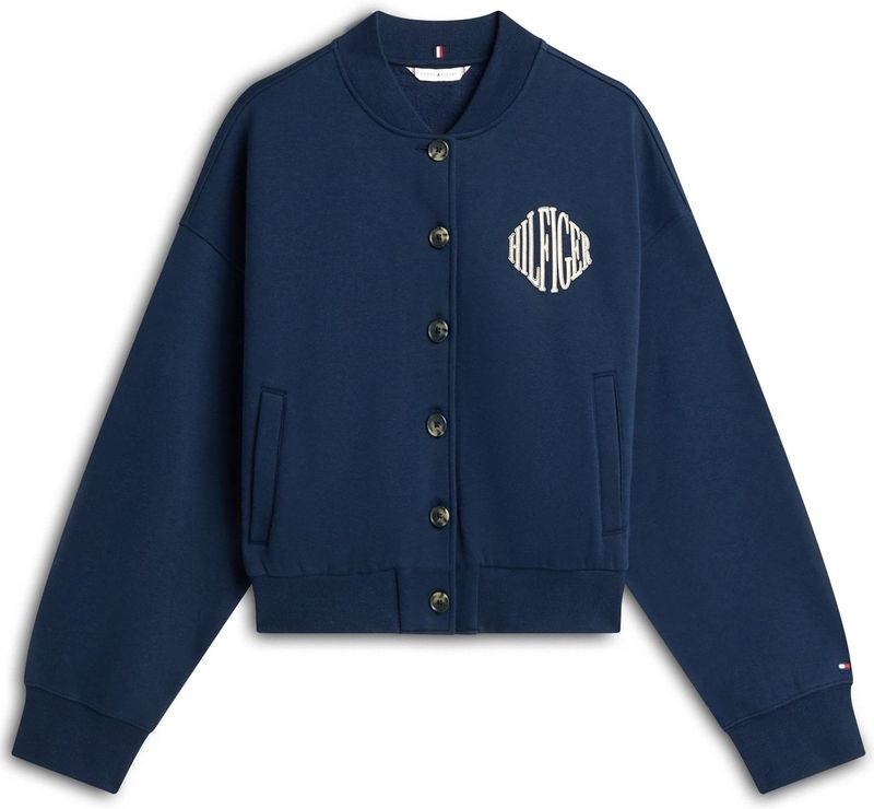 TOMMY HILFIGER Sweatvest 'Varsity'  crème / navy / rood / wit