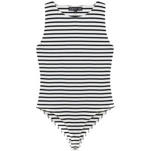 No Matter What - Shirt Body - Zwart/Wit - Aansluitende Pasvorm - Mouwloos