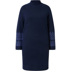 Ulla Popken Gebreide jurk  navy / royal blue/koningsblauw
