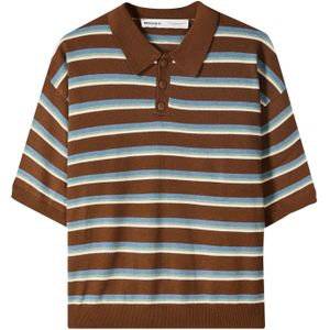 Bershka Shirt  lichtblauw / bruin / mintgroen / wit