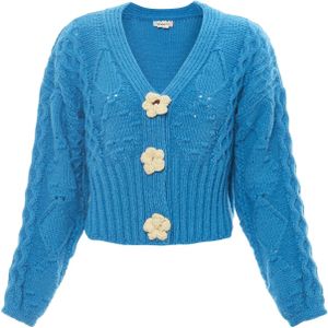 ebeeza Gebreid vest  beige / hemelsblauw