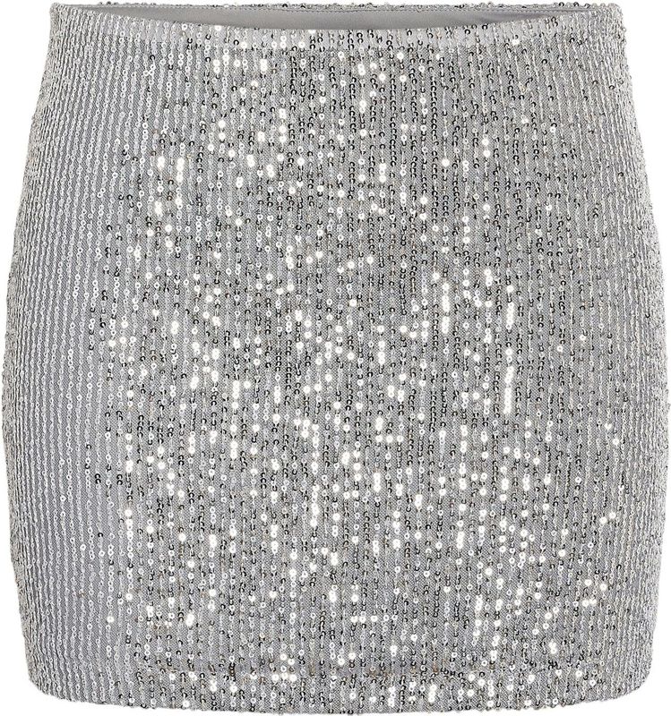 Noisy may - NMSCARLET - Kokerrok - Zilver - Minirok met Pailletten