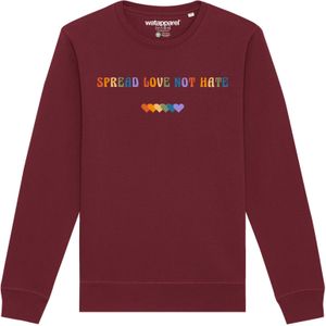 Watapparel Sweatshirt ' Spread Love not Hate '  gemengde kleuren / bourgogne
