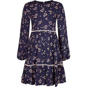happy girls - Zomerjurk - Navy - Prachtige Bloemen-Allover - Ritssluiting op de Rug