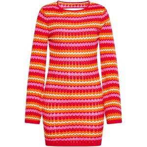 ebeeza Gebreide jurk  beige / oranje / pink / rood