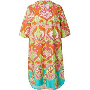 Emily Van Den Bergh Jurk  turquoise / lichtgroen / oranje / rosa