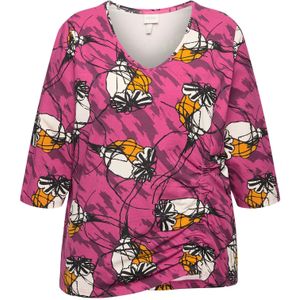 Ulla Popken Shirt  oranje / fuchsia / zwart / wit