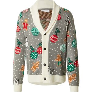 Lindbergh Gebreid vest  grijs / groen / rood / wit