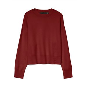 VERO MODA - VMGOLD ART - Trui - Karmijnrood - Losse Pasvorm - Lange Mouw
