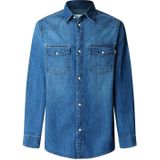 Pepe Jeans - PM3090804A4 - Overhemd - Blauw - Normale Pasvorm - Lange Mouwen - Katoen - Denim