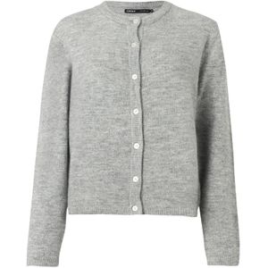 Only - ONLSIMONI - Vest - Medium Grey Melange - Lange Mouwen - Knoopsluiting