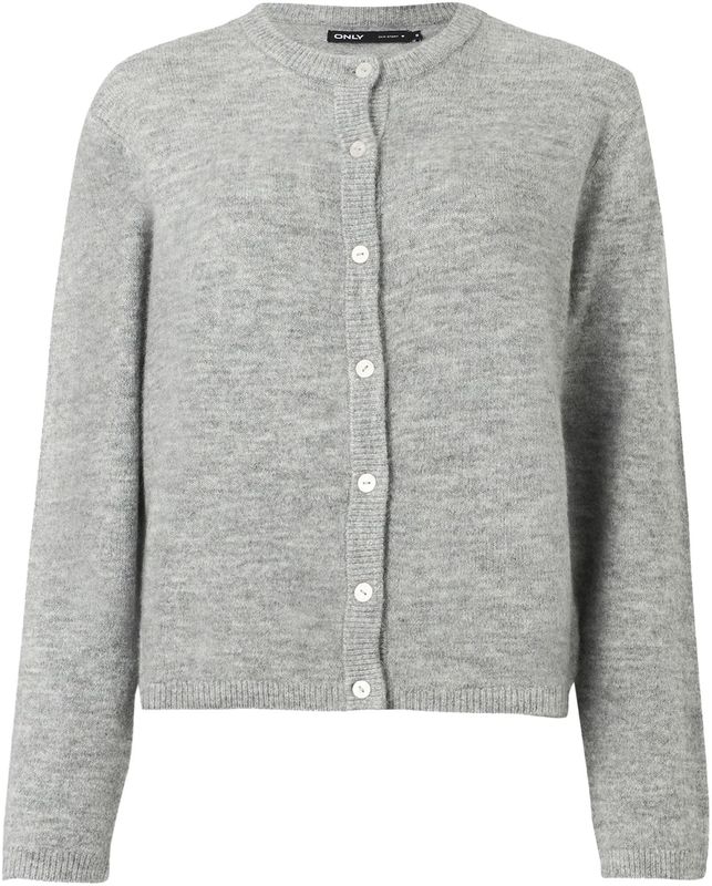 Only - ONLSIMONI - Vest - Medium Grey Melange - Lange Mouwen - Knoopsluiting