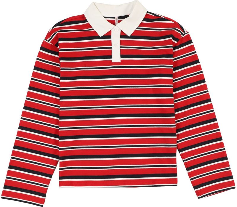 ONLY - KOGRuby - T-shirt - Knalrood/Zwart/Wit - Lange Mouw