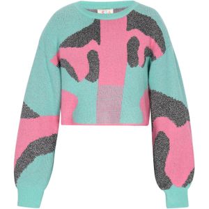 IZIA Trui  turquoise / lichtroze / zwart / zilver