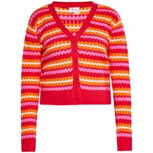 IZIA Gebreid vest  donkeroranje / pink / rood / wit