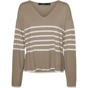 VERO MODA Trui 'HAPPINESS'  crème / bruin