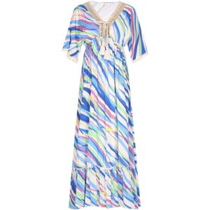 IZIA Jurk  blauw / lichtgroen / pink / wit