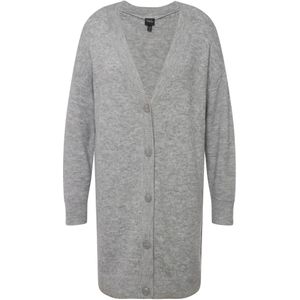 Ulla Popken Gebreid vest  grijs gemêleerd