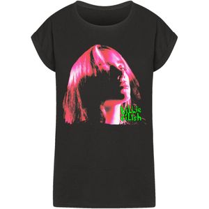 F4NT4STIC Shirt 'Billie Eilish Pink Face'  groen / neonroze / zwart