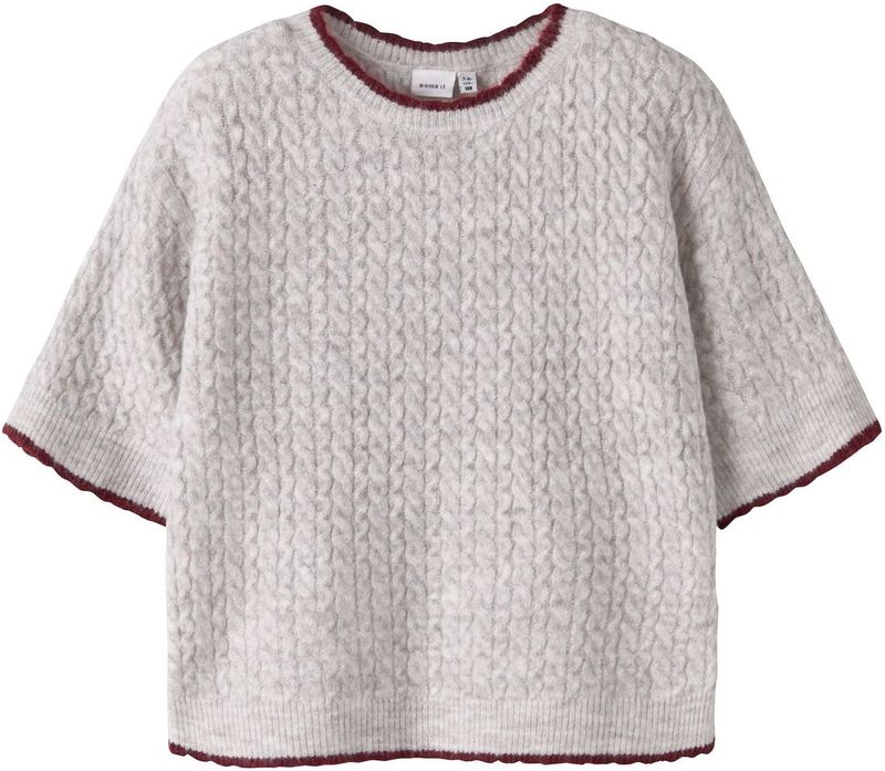 Gebreide Trui - Regular Fit - Ronde Hals - Korte Mouwen - Platgebreid