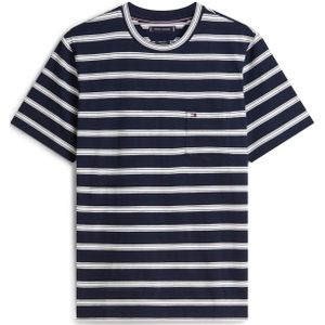 TOMMY HILFIGER Shirt 'ESS'  donkerblauw / wit