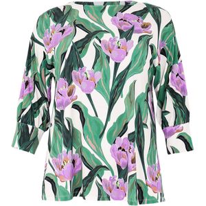 Tuniek - LILIA - Bloemen - Halflange Pofmouwen