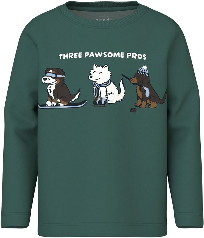 NAME IT Shirt 'NMMVUX'  bruin / donkergroen / wit