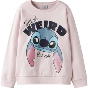 TWO SOON Sweatshirt 'Stitch'  rosa / rosé / zwart / wit