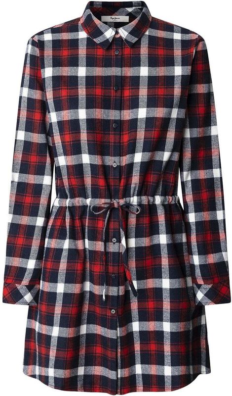 Pepe Jeans - PL9537750 Marina - Jurk - Rood - Katoen - Lange Mouwen