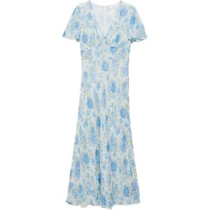 MANGO - RONALDI - Zomerjurk - Blauw - Lichtblauw - Kaki - Wit