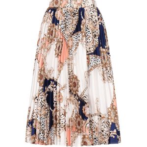 faina Rok  donkerbeige / donkerblauw / abrikoos / wit